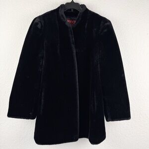 Vintage 80s Sasson 10 New York Paris Glenoit Black Fur Women Coat Winter Dressy